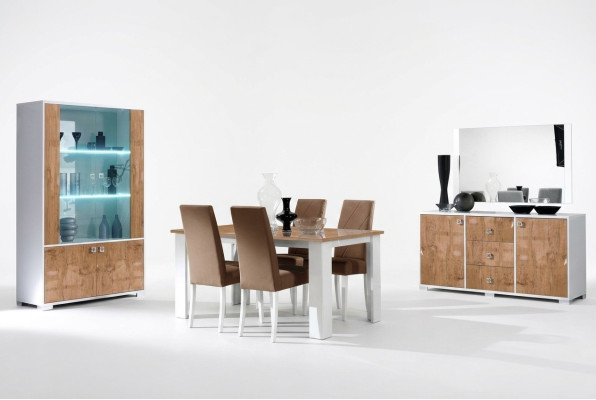 Set di sala da pranzo RTV con tavolo 4 sedie vetrina 7 pezzi completo mobili di lusso nuovi