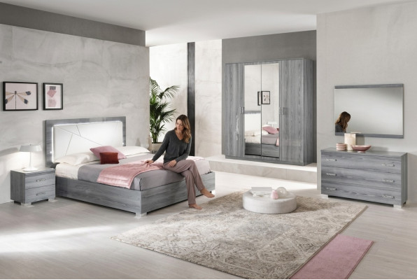 Mobili italiani set camera da letto 4 pezzi Letto 2 comodini Armadio Nuovo