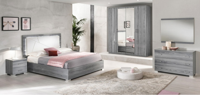 Mobili italiani set camera da letto 4 pezzi Letto 2 comodini Armadio Nuovo