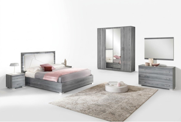 Mobili italiani set camera da letto 4 pezzi Letto 2 comodini Armadio Nuovo