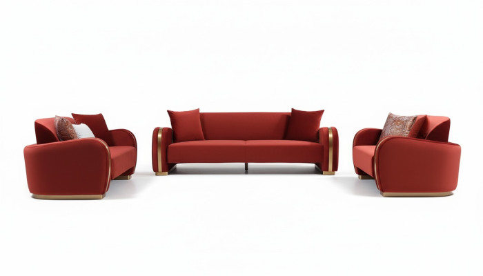 Sofà 3 posti set design divani divano gruppo di lusso imbottitura nuova