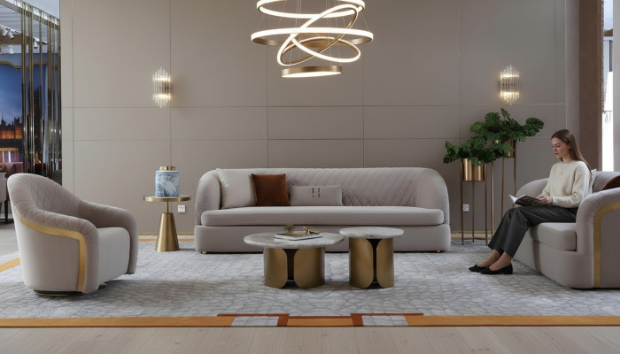 Tre posti in tessuto Divano imbottito Design Divano 3 posti Mobili Big Sofa Nuovo