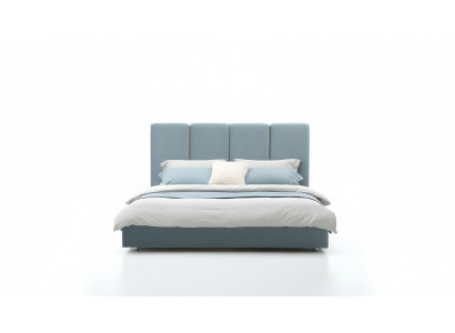 Letto design blu 180x200 Letti da camera da letto Tessile di lusso per hotel con seduta imbottita