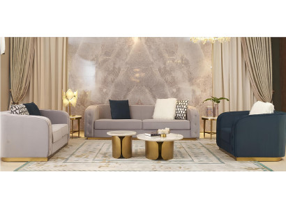 Set di divani 3+2+1 posti letto in tessuto design, moderni e relax.