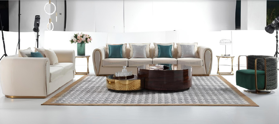 Set di divani per soggiorno 3+2+1 posti Design divani imbottiti moderni in tessuto Relax