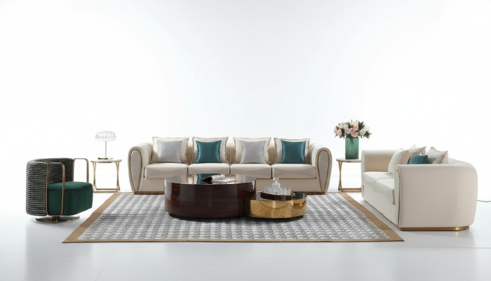 Set di divani per soggiorno 3+2+1 posti Design divani imbottiti moderni in tessuto Relax