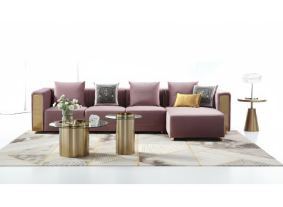 Divano ad angolo a L, divano design, divano imbottito in tessuto moderno, nuovo set di angoli.