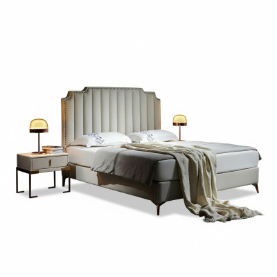 Letto in pelle 2x comodini 3 pezzi Set camera da letto Mobili Moderni Nuovi Letti di lusso