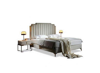 Letto in pelle 2x comodini 3 pezzi Set camera da letto Mobili Moderni Nuovi Letti di lusso