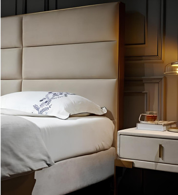 Letto 2x Comodino 3 pezzi. Set camera da letto Design Lusso Camera da letto Arredamento Hotel.