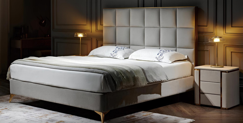 Letto 2x comodini 3 pezzi. Set camera da letto, gruppo di lusso di design, nuovo.