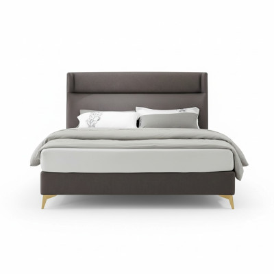 Set da camera da letto moderno di lusso con letto in tessuto, 2 comodini e 3 pezzi di arredamento nuovo.