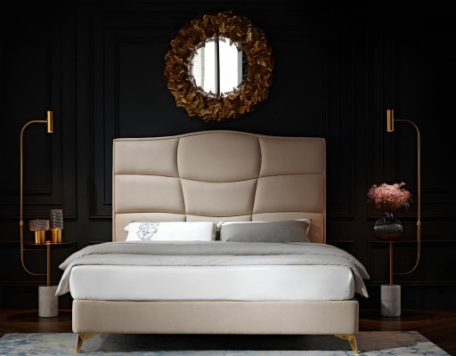 Camera da letto Letto matrimoniale 180x200cm Letto di lusso Moderno Tessuto Nuovo