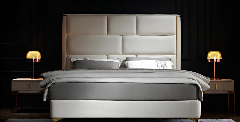 Letto 3 pezzi. Set camera da letto Design Moderno Camera da letto di lusso Comodino Letti