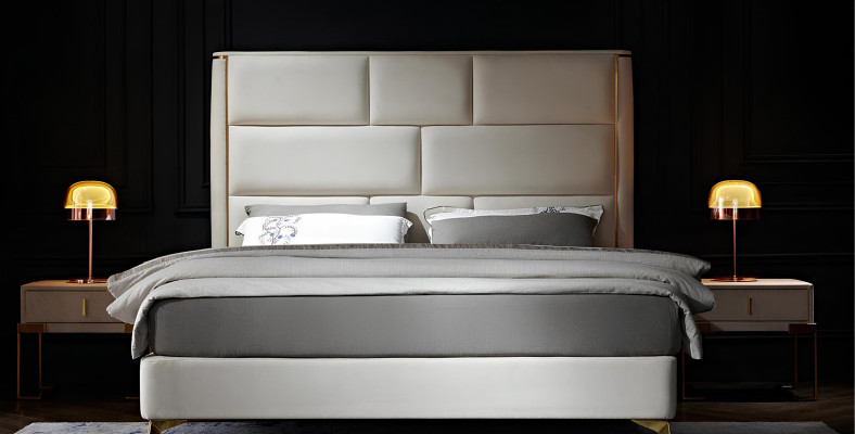Camera da letto di lusso Letto Imbottito Design Matrimoniale Letti dell'Hotel Arredi dell'Hotel Velluto Nuovo