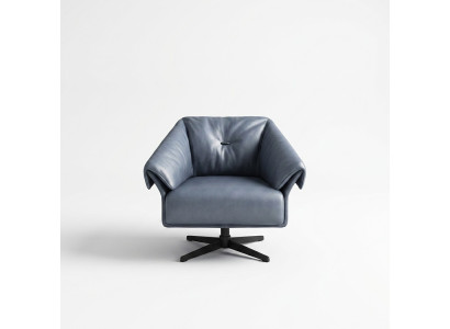 Poltrona Design di lusso Relax Club Lounge Singola Imbottita Tessuto Pelle