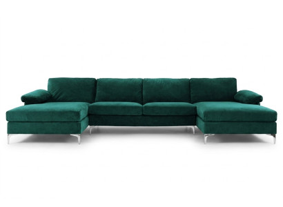 Divano ad angolo a forma di U verde design per il soggiorno.
