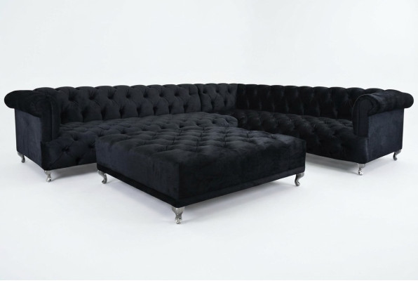 Divano angolare Chesterfield design divano imbottito ad angolo + pouf angolare.