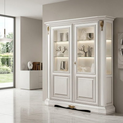 Vetrine soggiorno Bianco Armadietto credenza Bianco chiaro Vetrina Armadio Classico