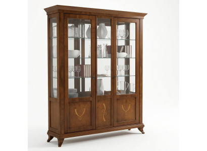 Vetrina Soggiorno Mobili Credenza Massiccia in Legno Vetrine in Vetro Armadio in Legno Massello.