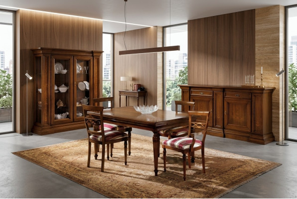 Set da pranzo, gruppo di sedie classico in vero legno, set da 4 pezzi, set di sedie, 4 sedie.