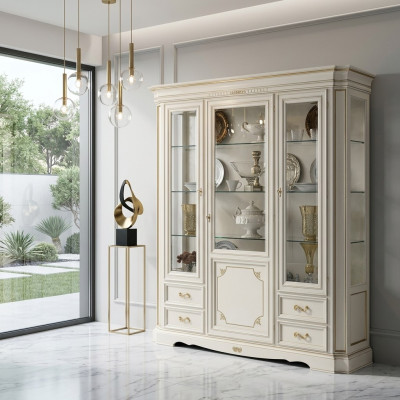 Vetrina Mobile da soggiorno Armadio in legno massello Vetrine in vetro Mobile credenza In legno massiccio