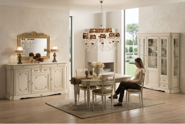 Gruppo sala da pranzo, set completo, 7 pz. Tavolo tavoli mobili di lusso in legno nuovo.