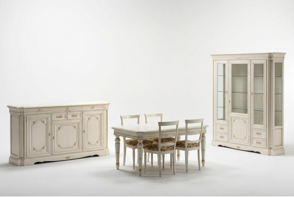 Gruppo sala da pranzo, set completo, 7 pz. Tavolo tavoli mobili di lusso in legno nuovo.