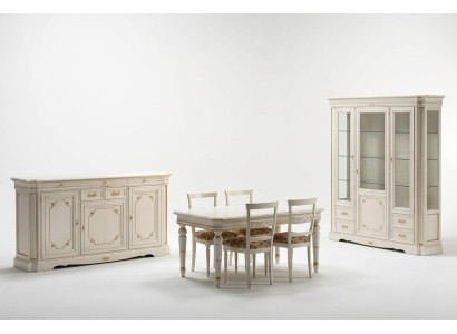 Gruppo sala da pranzo, set completo, 7 pz. Tavolo tavoli mobili di lusso in legno nuovo.
