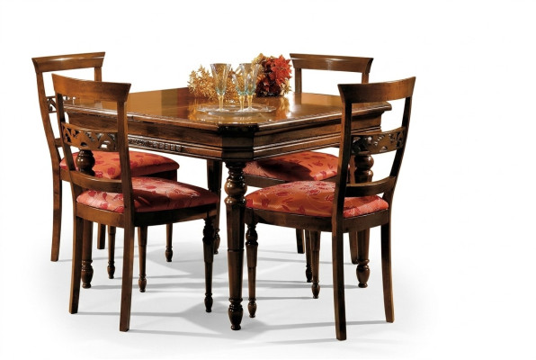 Ess Set da sala da pranzo con 4 sedie moderne imbottite con schienale, design in legno nuovo
