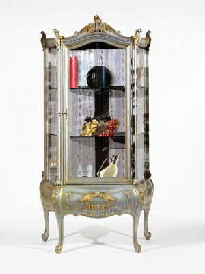 Mobili barocchi Vetrina italiana Armadio Mobili Armadi Legno massiccio Scaffale Elegante
