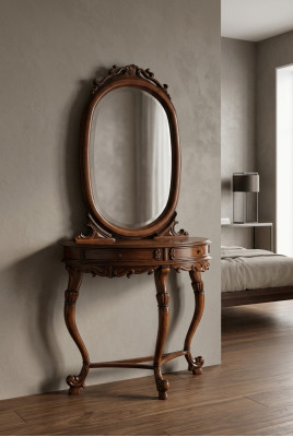 Tavolo da trucco, consolle, tavolo da toletta, tavolo da toeletta in stile barocco antico