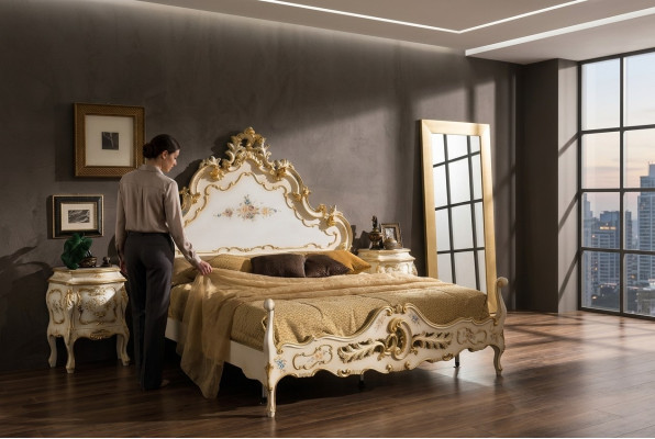Camera da letto set completo bianco Letto, 2x Comodini Camera da letto Mobili in legno Nuovo