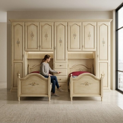 Armadio classico con letti Hotel Arredamento Letto Armadio Set Mobili