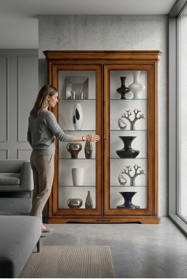 Vetrina soggiorno armadio libreria credenza mobili classici scaffali in legno