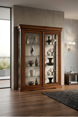 Vetrina soggiorno armadio libreria credenza mobili classici scaffali in legno