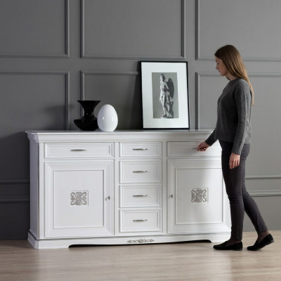 Commode credenze Massiccia Armadio in legno Mobili Comò Buffet Sideboard Bianco