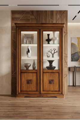 Vetrina in vetro Armadio in legno massello Vetrina Soggiorno Mobili Credenza Legno massiccio