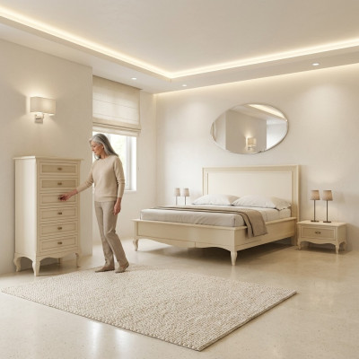 Camera da letto italiana Mobili Letto Comodino Letti in Legno Massiccio Set 4 pezzi.