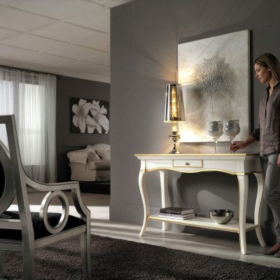 Comodino consolle camera da letto tavolino moderno design mobili legno bianco nuovo