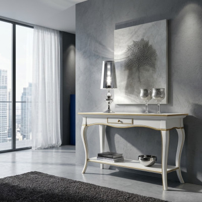 Comodino consolle camera da letto tavolino moderno design mobili legno bianco nuovo