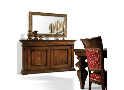 Mobile con cassetti in legno massello con specchio Set di credenze italiane in legno massello 2 pezzi.
