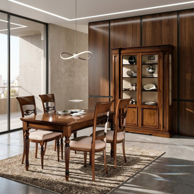 Vetrina in legno di lusso, armadi classici, credenza di design, mobili in stile italiano marrone.