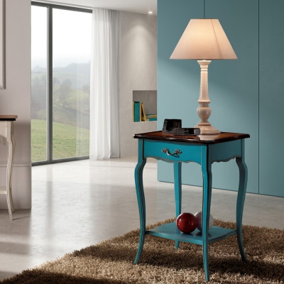 Comodino per console camera da letto Tavolino design moderno in legno blu azzurro