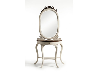 Specchio classico, tavolino per il trucco, tavolo console, mobili da camera da letto in legno bianco 2 pezzi