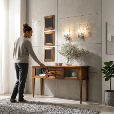 Tavolino da console Design in legno Tavolo Consolle Sideboard Tavolo di lusso Sideboard Nuovo