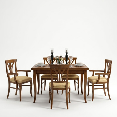 Sala da pranzo Set di mobili Cassettiera 4 sedie Vetrina Gruppo da pranzo Tavolo 7 pezzi.