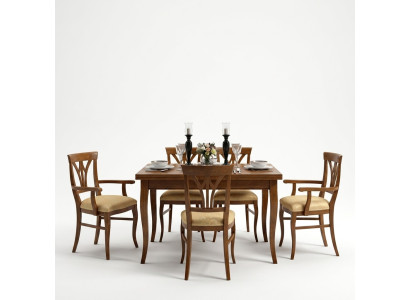 Sala da pranzo Set di mobili Cassettiera 4 sedie Vetrina Gruppo da pranzo Tavolo 7 pezzi.