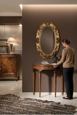Tavolo consolle con specchio, set di mobili di lusso, consolle 2 pezzi. Prodotto in Italia.