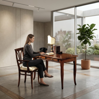 Scrivania Segretaria Mobili italiani Tavolo Sedia Set Ufficio 2 pezzi Arredamento
